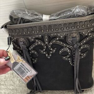 Gray Embellished Women's Bag